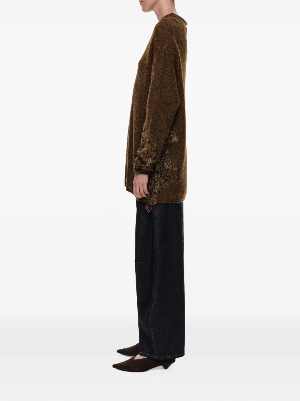 BIMBA Y LOLA Alpacatrui met hoge hals en kanten details Bruin