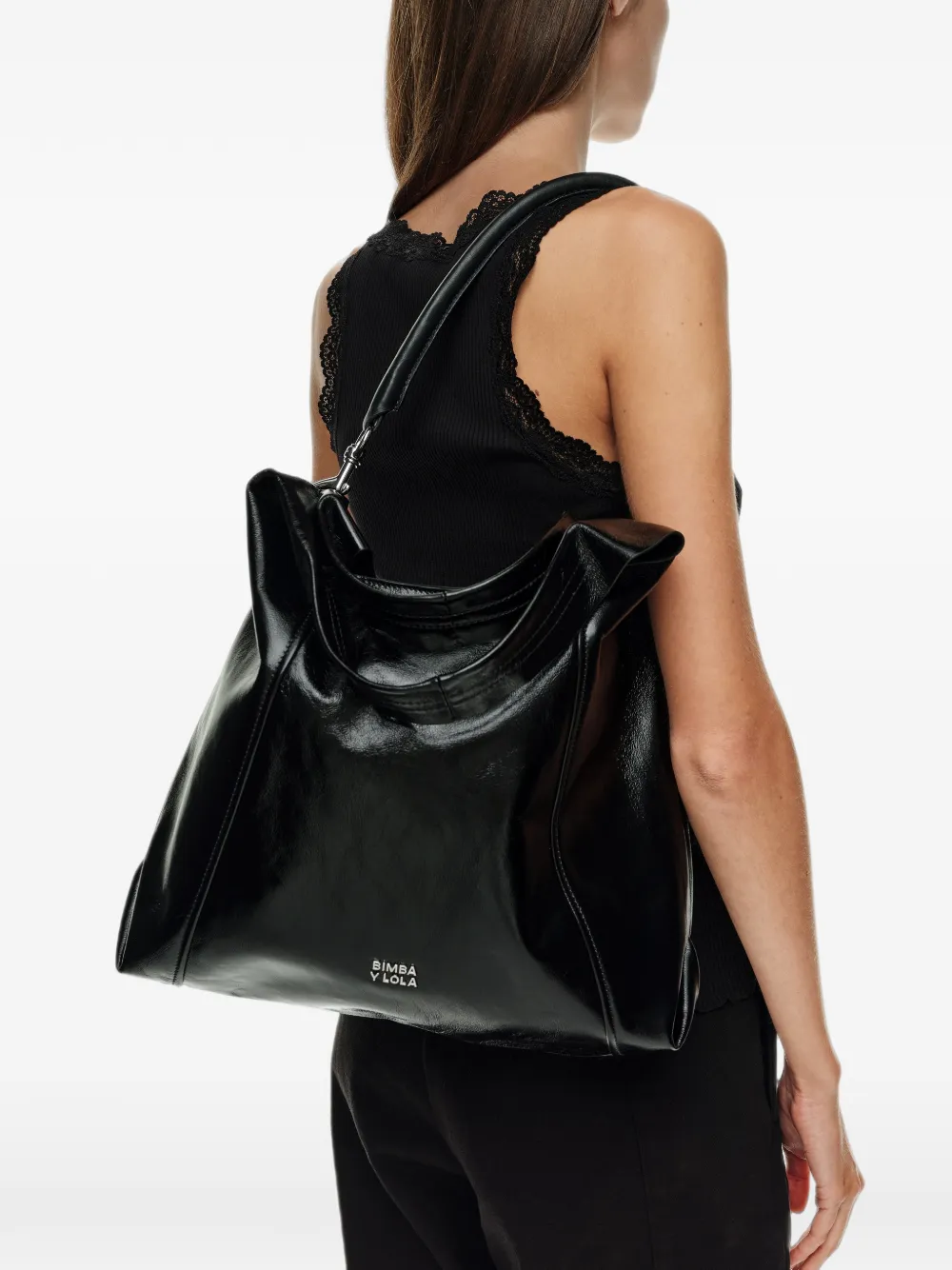 BIMBA Y LOLA Grote Paper leren tas Zwart