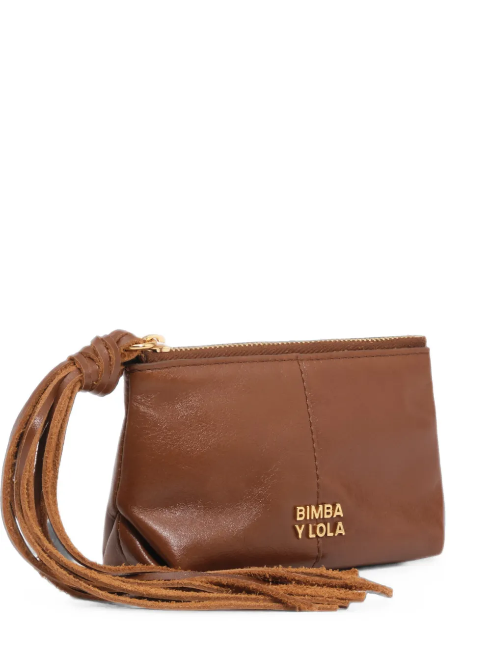 BIMBA Y LOLA cognac fringed leather coin purse