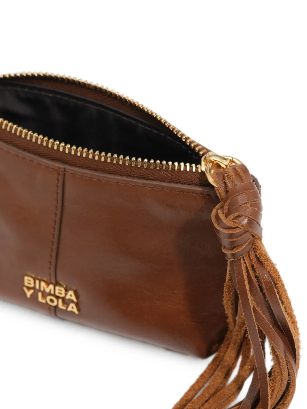 BIMBA Y LOLA Leren portemonnee met franje Bruin