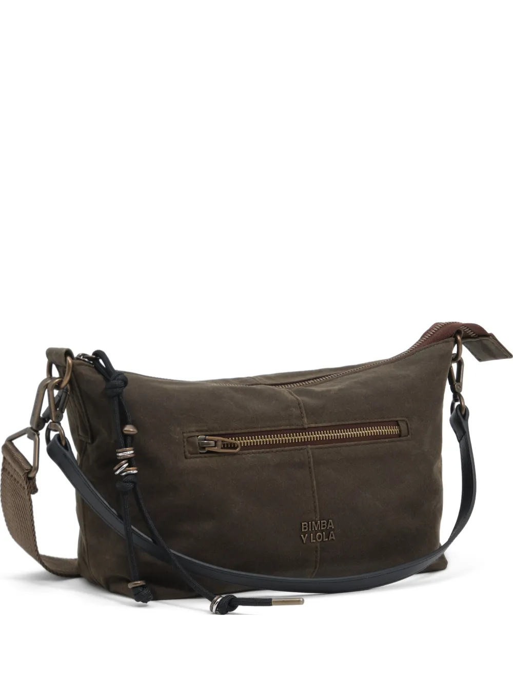 BIMBA Y LOLA large superwax khaki cotton Madrid bag