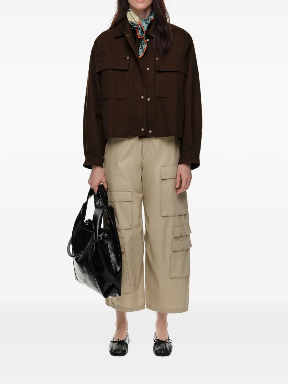 BIMBA Y LOLA Kort katoenen jack met verwassen effect Bruin