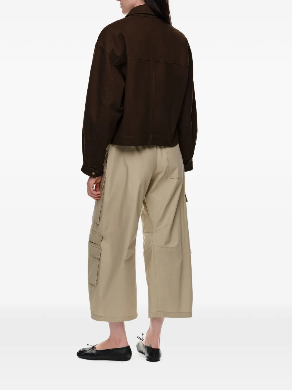 BIMBA Y LOLA Kort katoenen jack met verwassen effect Bruin