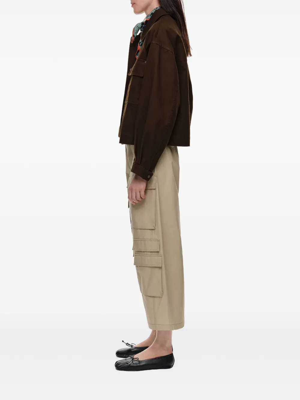 BIMBA Y LOLA Kort katoenen jack met verwassen effect Bruin