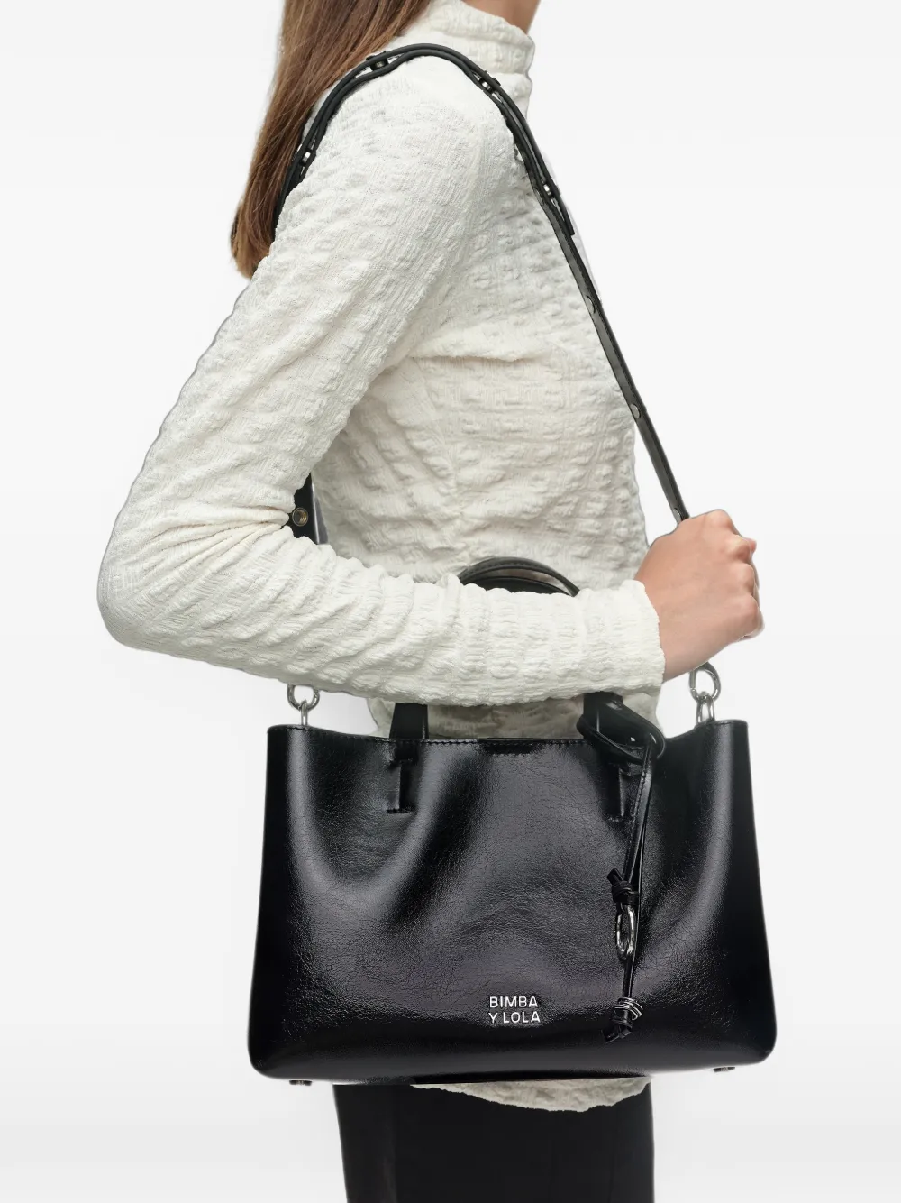 BIMBA Y LOLA Medium Chihuahua leren shopper Zwart