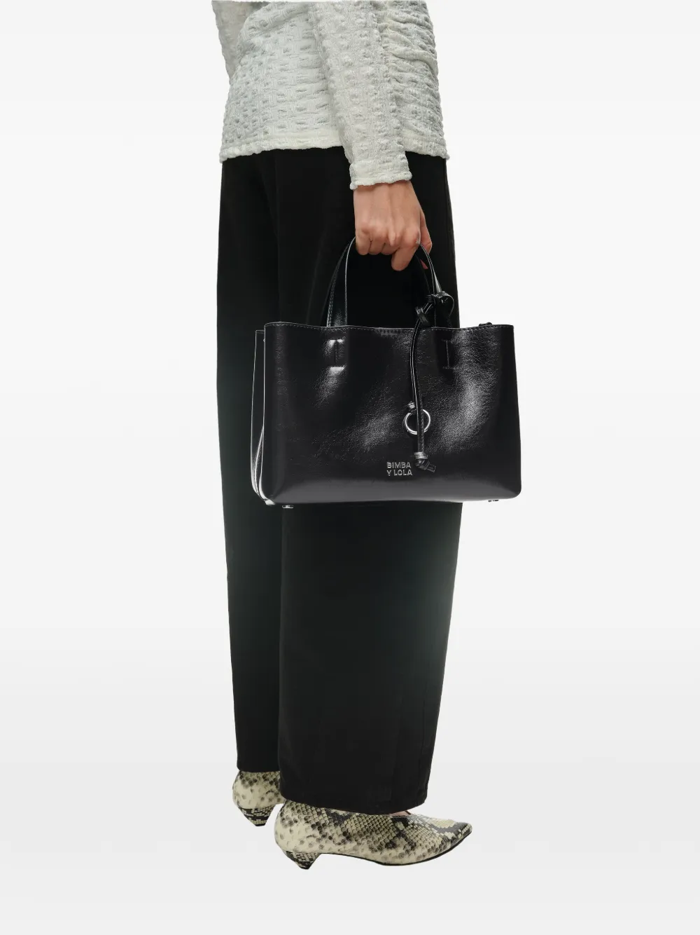 BIMBA Y LOLA Medium Chihuahua leren shopper Zwart