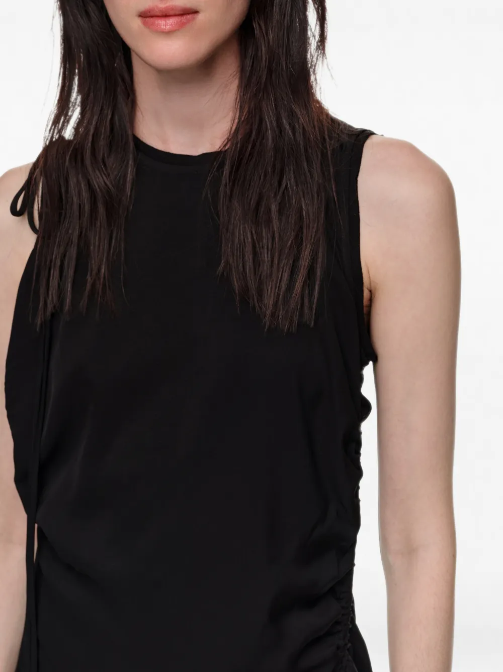 BIMBA Y LOLA Lange mouwloze jurk met ruches Zwart