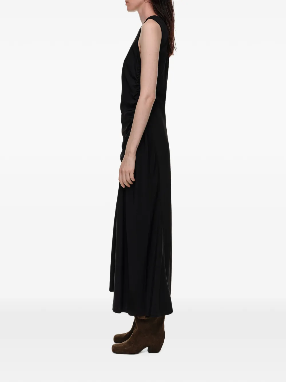 BIMBA Y LOLA Lange mouwloze jurk met ruches Zwart