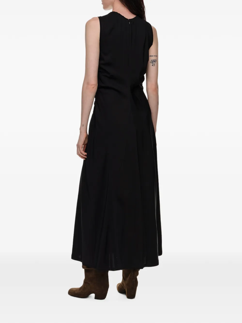 BIMBA Y LOLA Lange mouwloze jurk met ruches Zwart