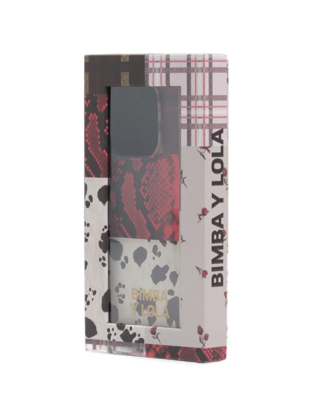 BIMBA Y LOLA Hard hoesje voor iPhone 15 Pro met python-patchwork Beige