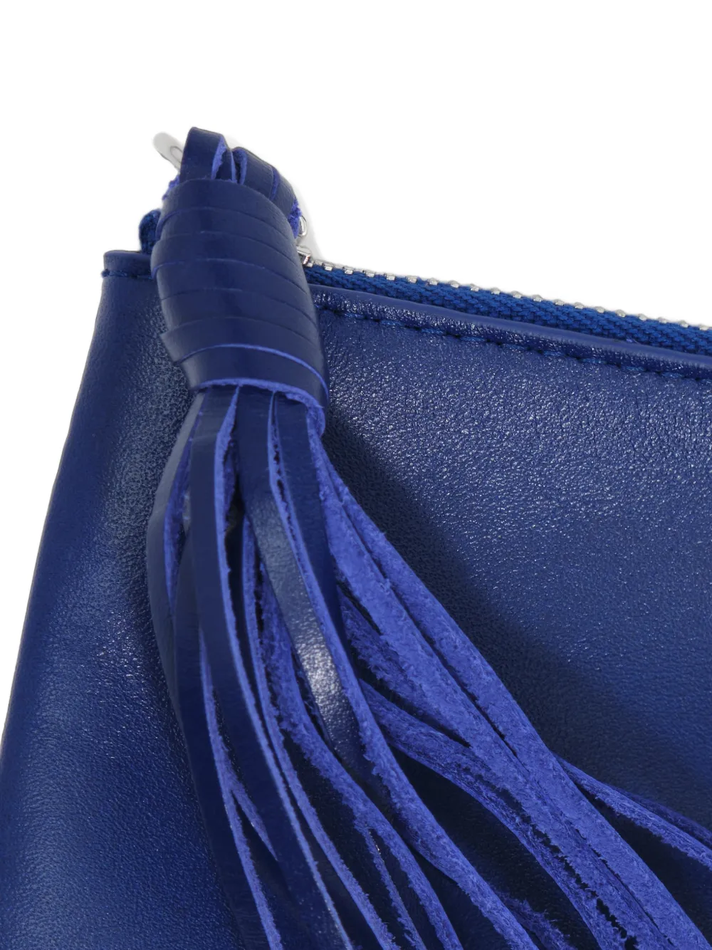 BIMBA Y LOLA Kleine leren portemonnee met franje Blauw