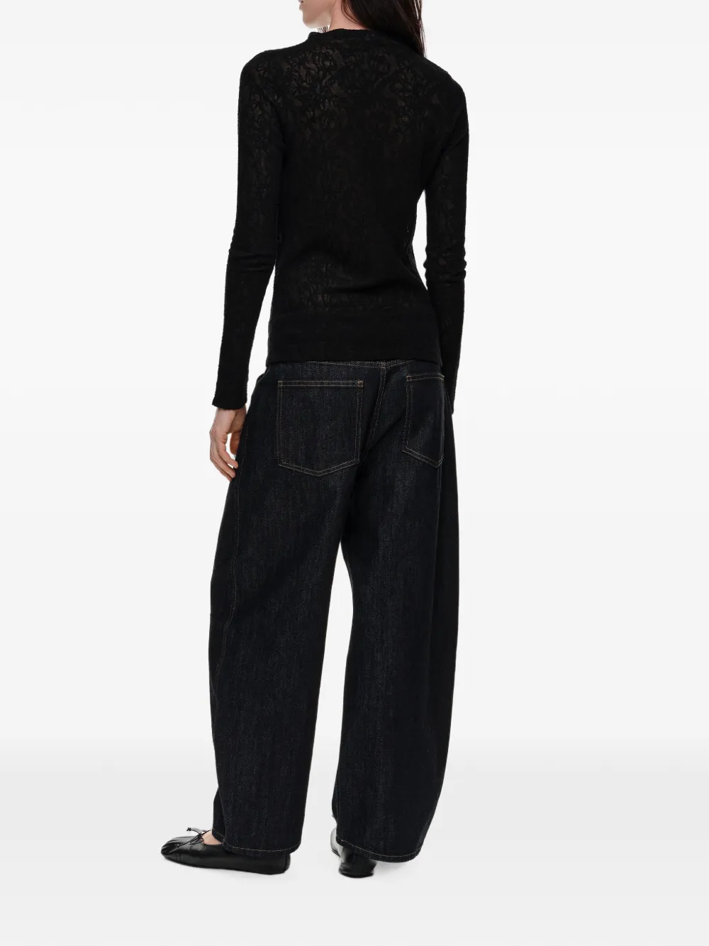 BIMBA Y LOLA Wollen T-shirt met jacquard Zwart