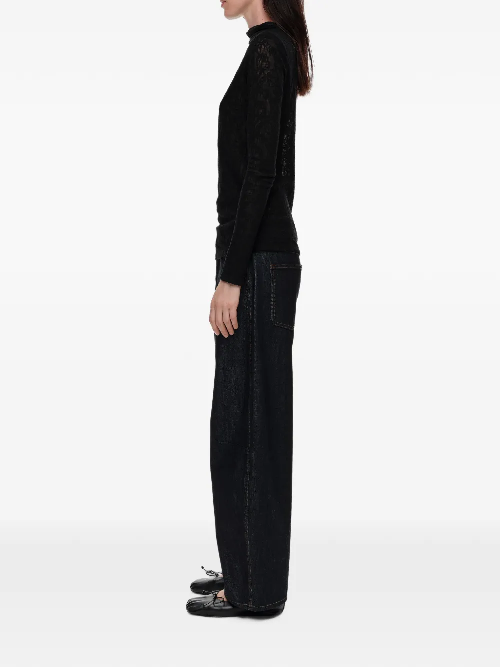 BIMBA Y LOLA Wollen T-shirt met jacquard Zwart