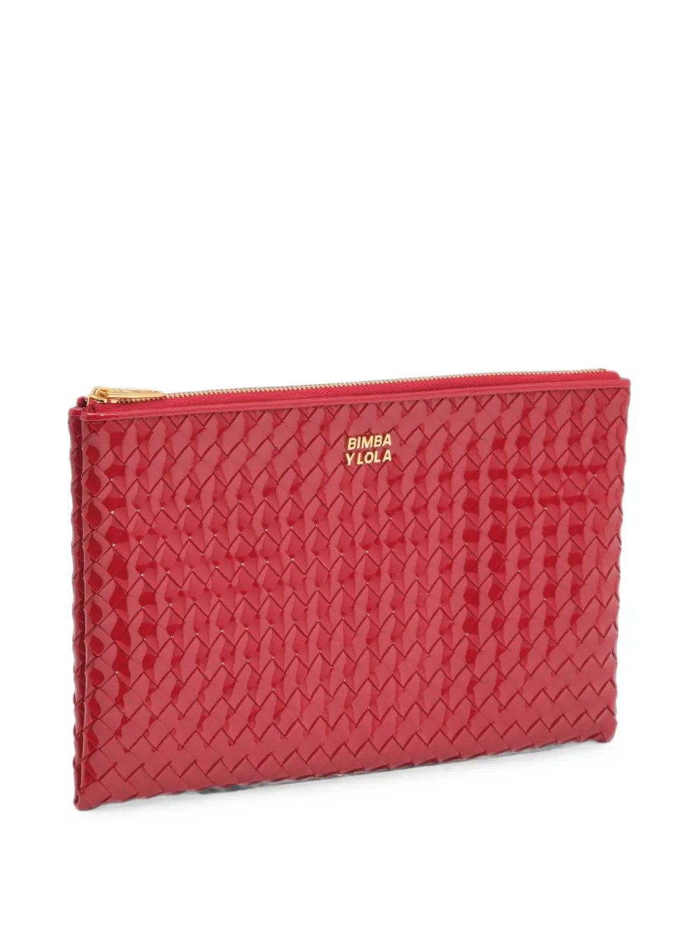 BIMBA Y LOLA medium cherry plaited zipped make-up clutch