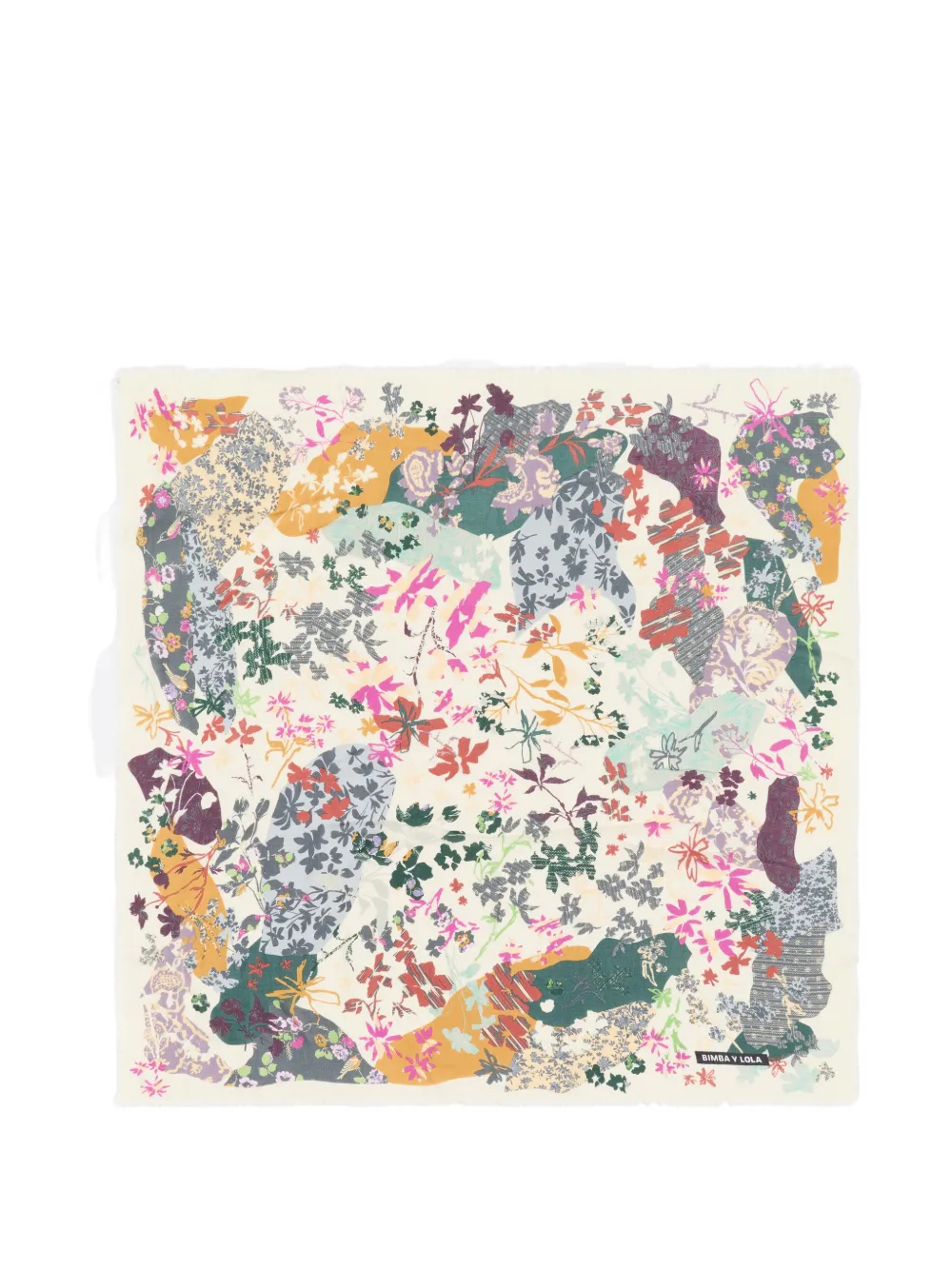 BIMBA Y LOLA ivory floral collage-background shawl
