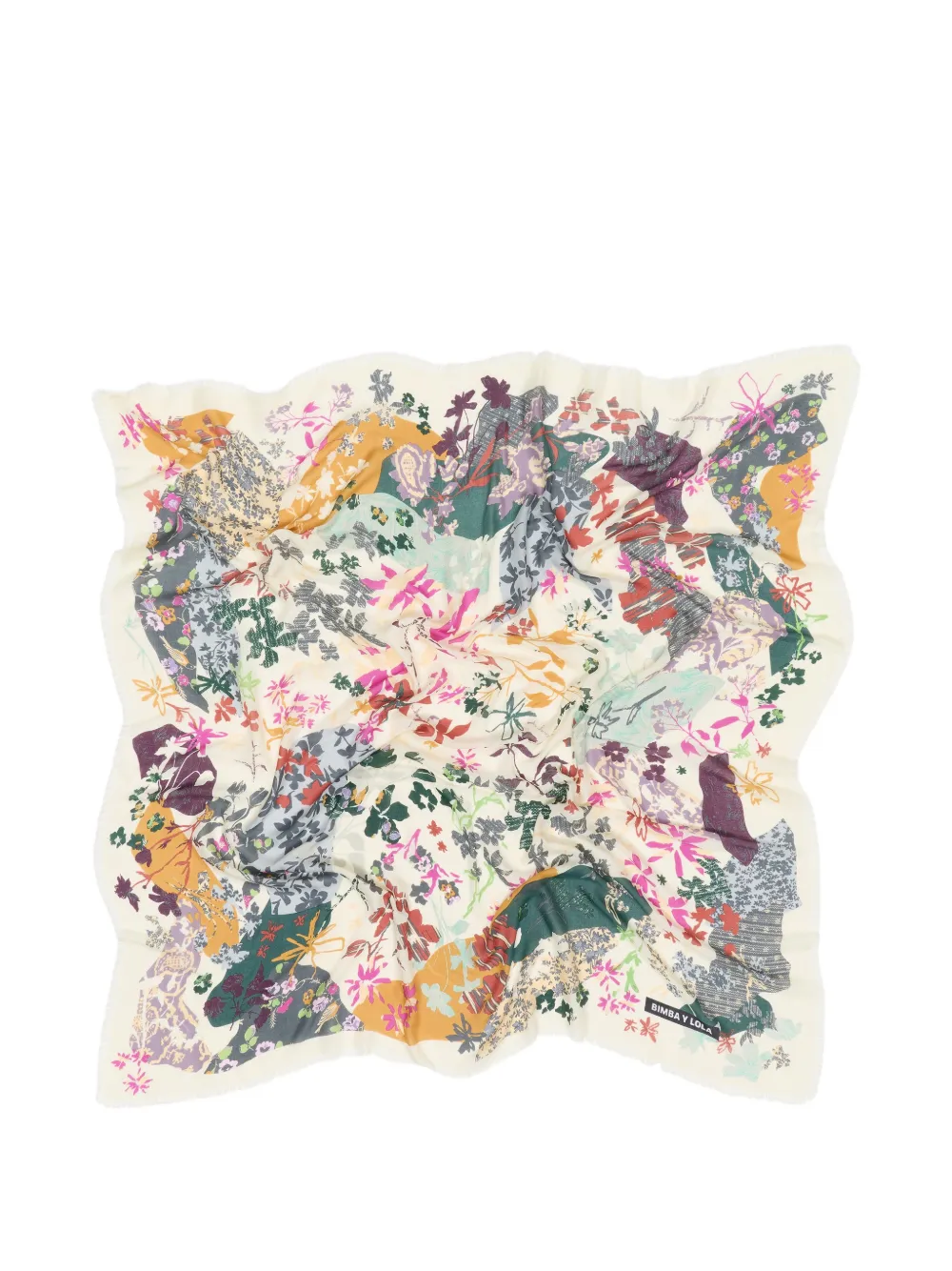BIMBA Y LOLA Sjaal met bloemencollage-print Beige