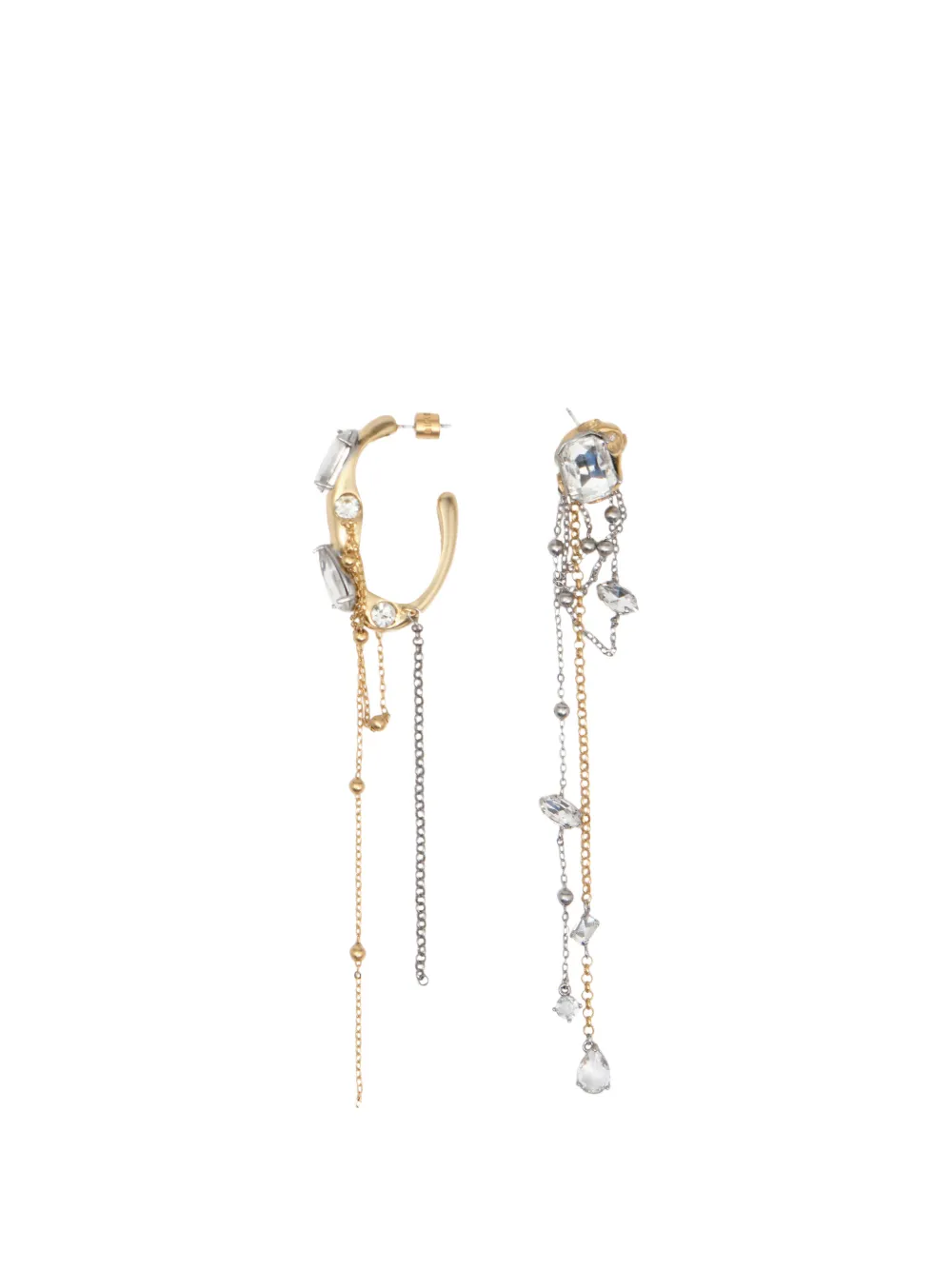 BIMBA Y LOLA Zweifarbige Ohrringe mit Kristallen und Ketten - Gold