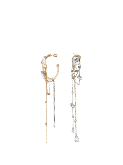 BIMBA Y LOLA aretes de dos tonos con cristales y cadenas