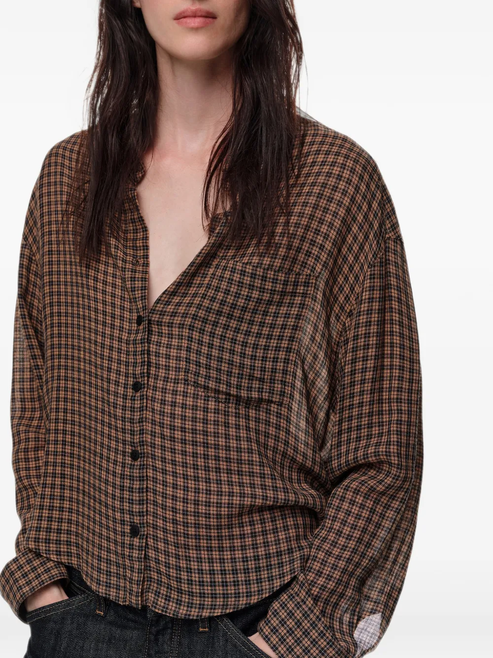 BIMBA Y LOLA Soepele boxy blouse met ruit-patroon Bruin