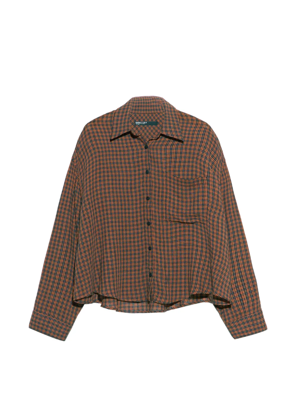 BIMBA Y LOLA brown checked boxy fluid shirt