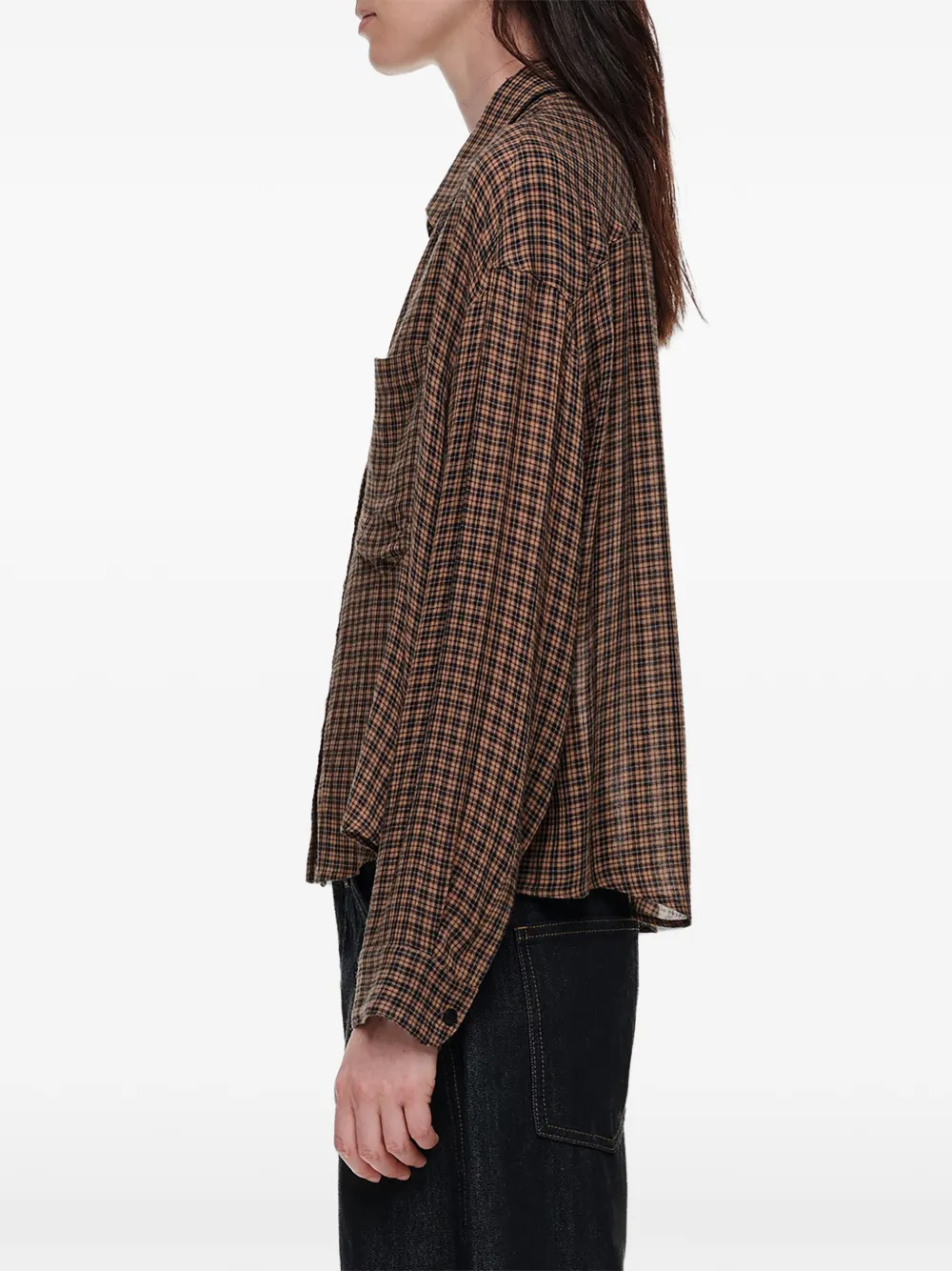 BIMBA Y LOLA Soepele boxy blouse met ruit-patroon Bruin