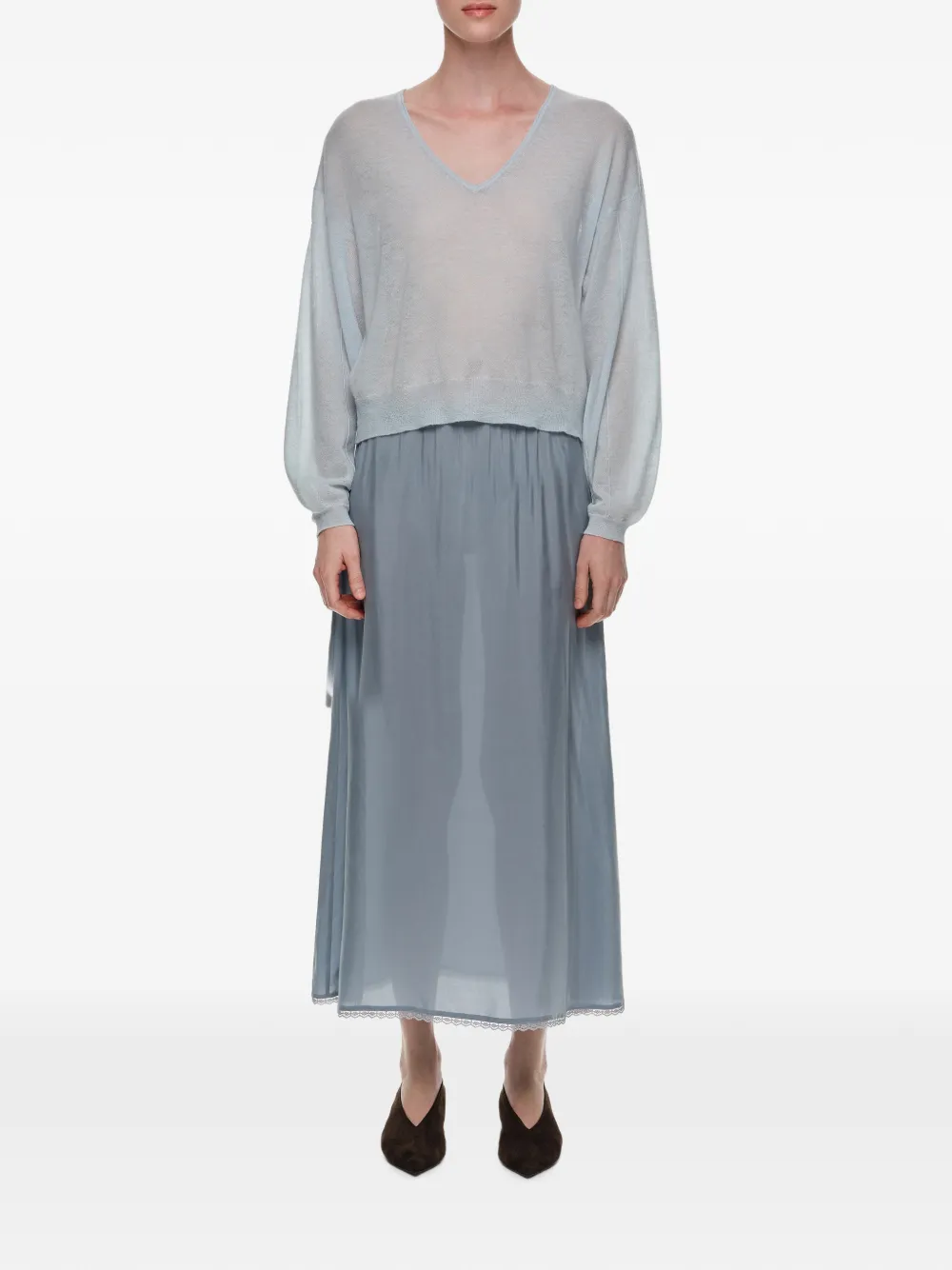 BIMBA Y LOLA Zijden rok met verwassen effect Blauw