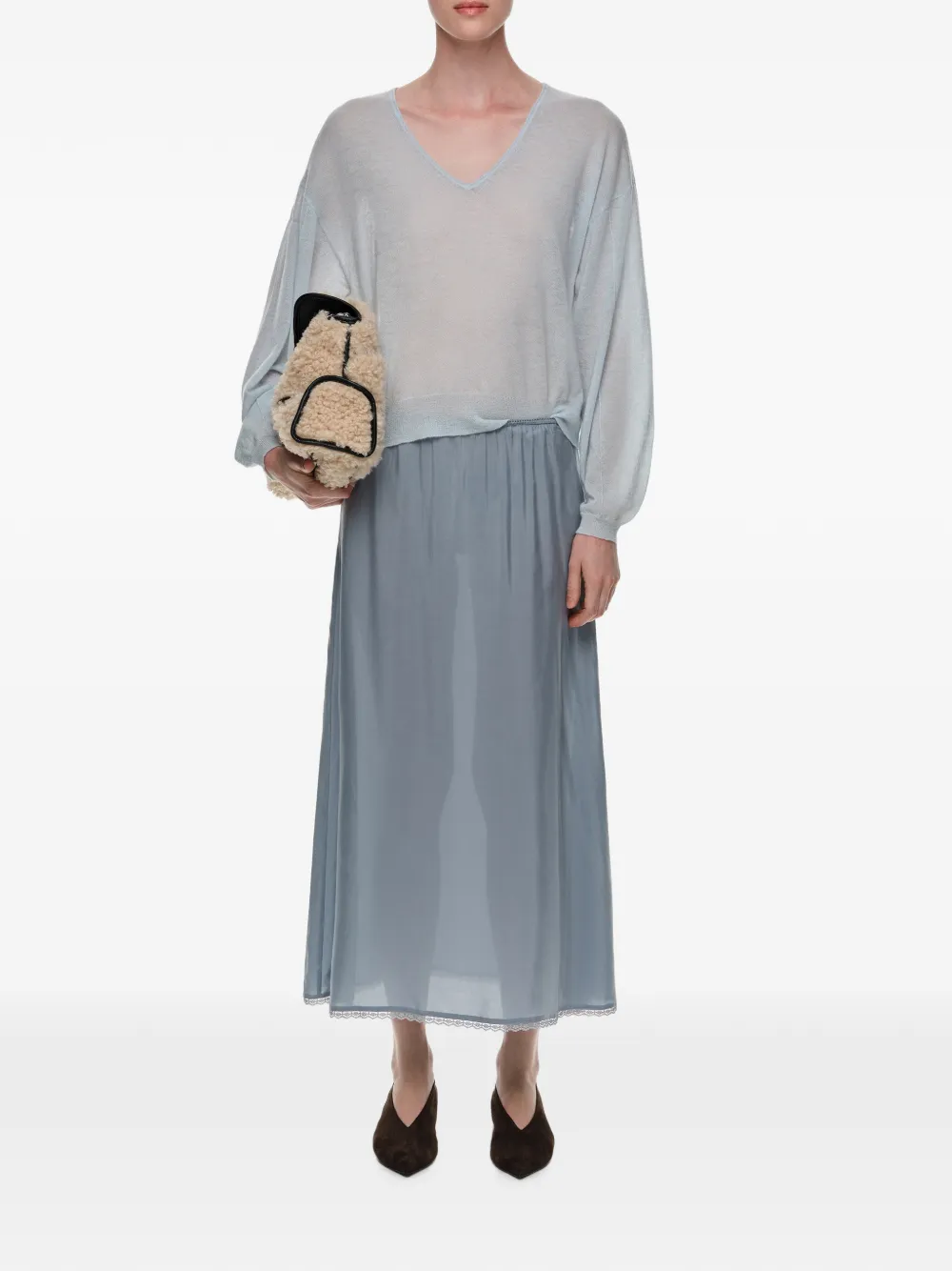 BIMBA Y LOLA Zijden rok met verwassen effect Blauw