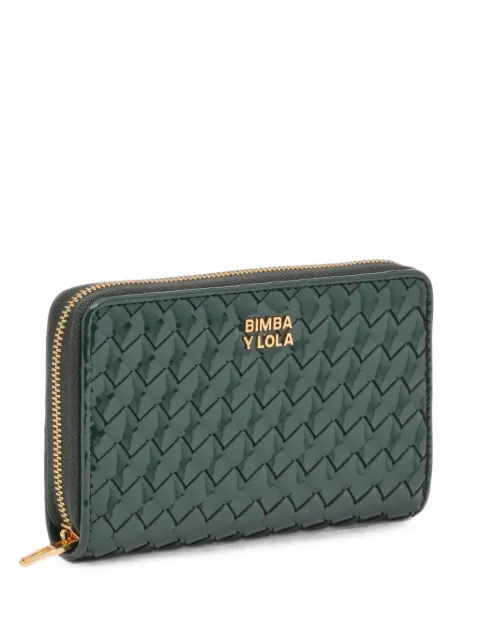 BIMBA Y LOLA medium dark-green plaited zip wallet