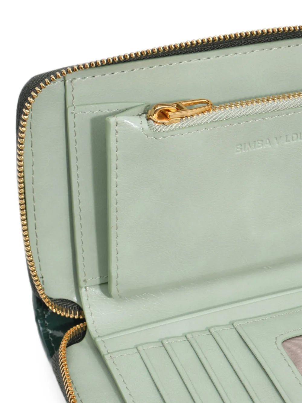 BIMBA Y LOLA Medium gevlochten portemonnee met rits Groen