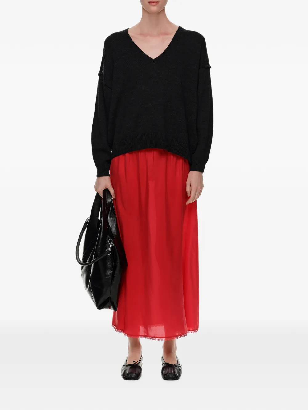 BIMBA Y LOLA Zijden rok met verwassen effect Rood