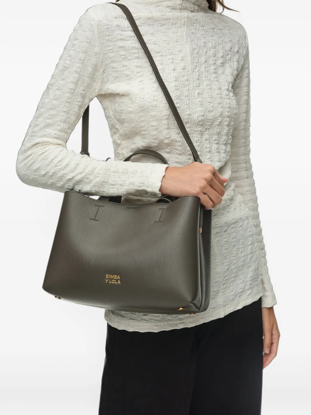 BIMBA Y LOLA Medium Chihuahua leren shopper Grijs