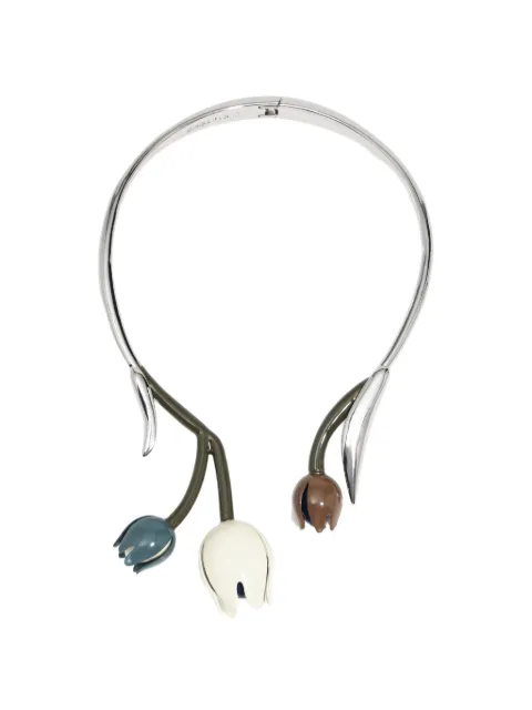 BIMBA Y LOLA rigid silver necklace with enamel tulips