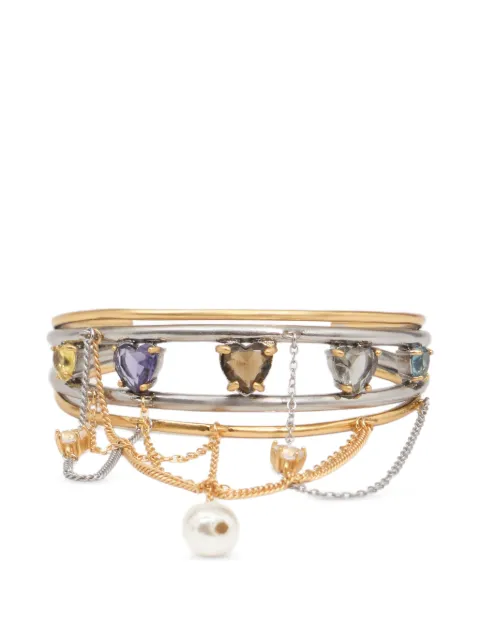 BIMBA Y LOLA  crystal-heart bracelet with two-tone chains