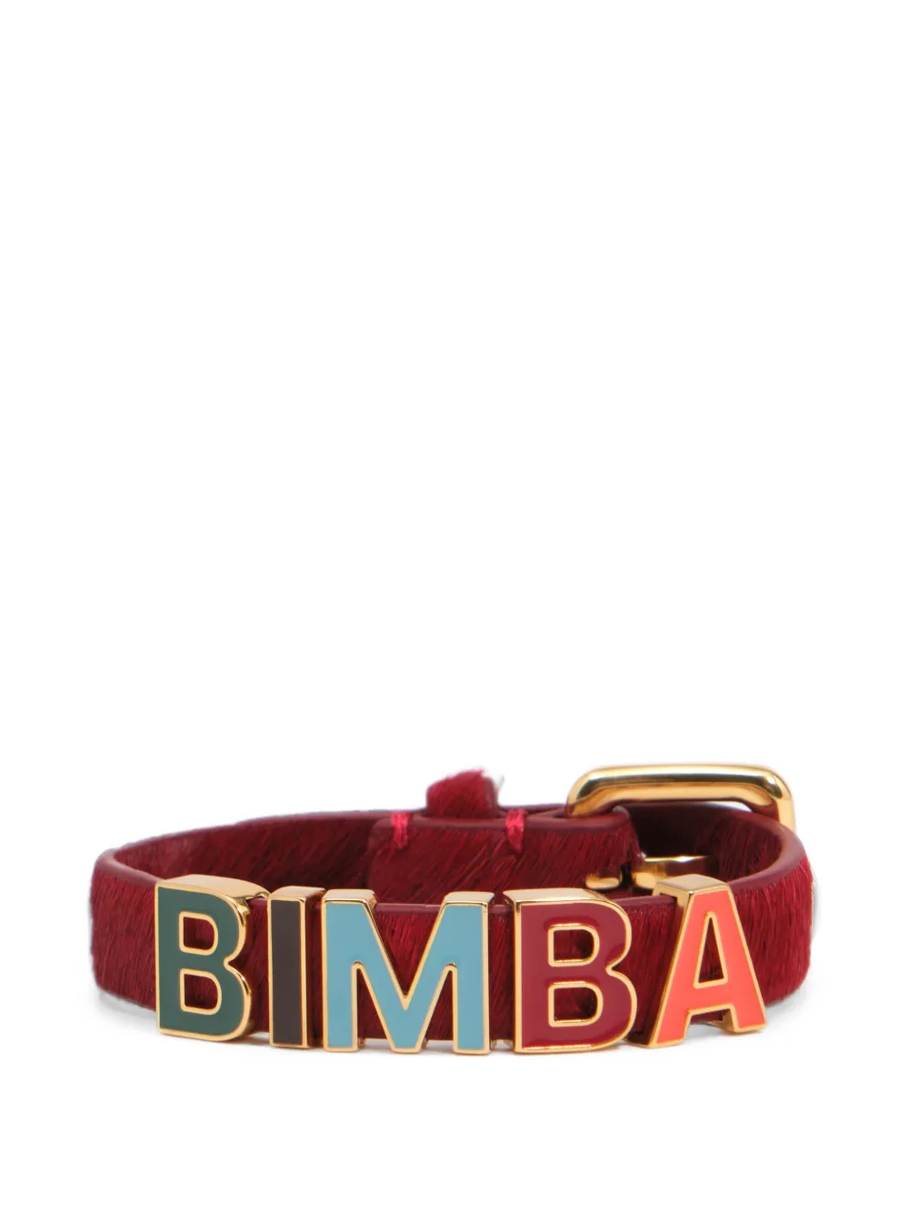 BIMBA Y LOLA Bracciale con cinturino in pelliccia rossa e logo multicolore - Rosso
