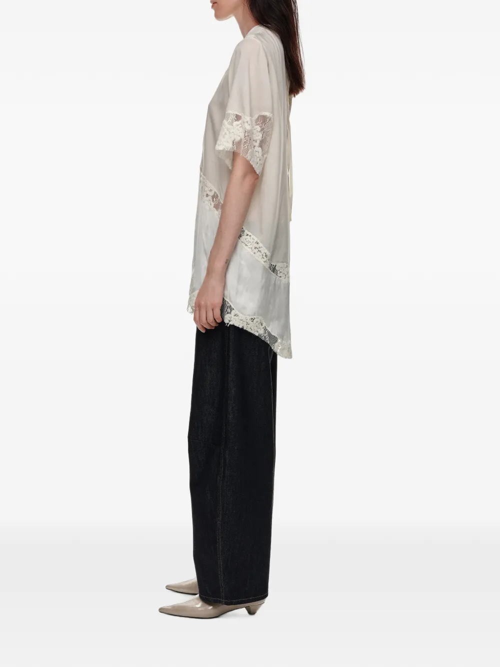 BIMBA Y LOLA Asymmetrische top met kanten afwerking Beige