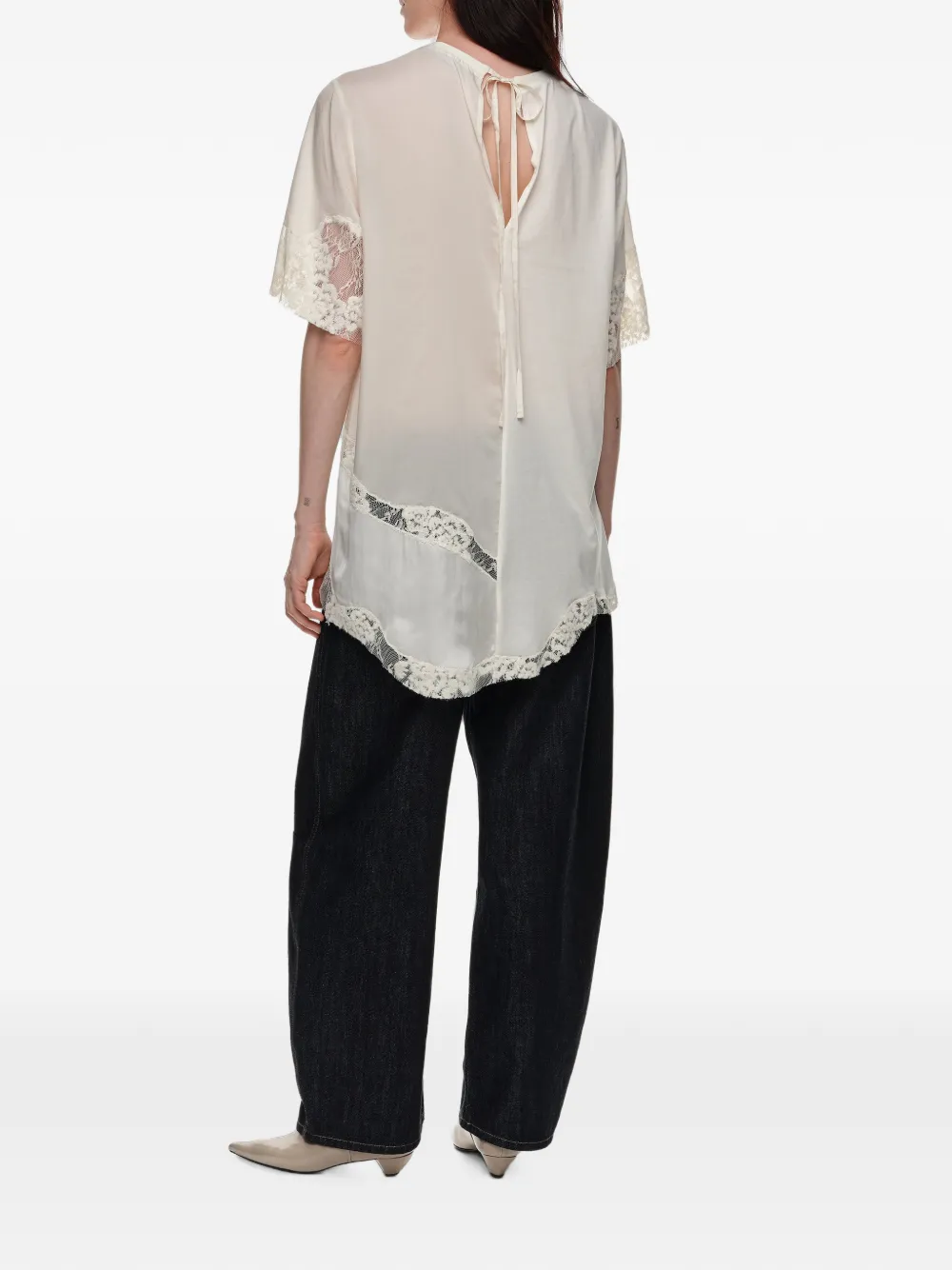 BIMBA Y LOLA Asymmetrische top met kanten afwerking Beige
