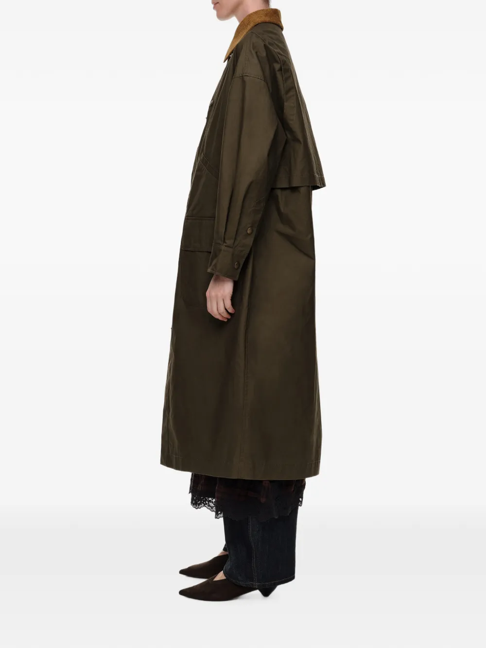 BIMBA Y LOLA Gewaxte maxi-trenchcoat Groen