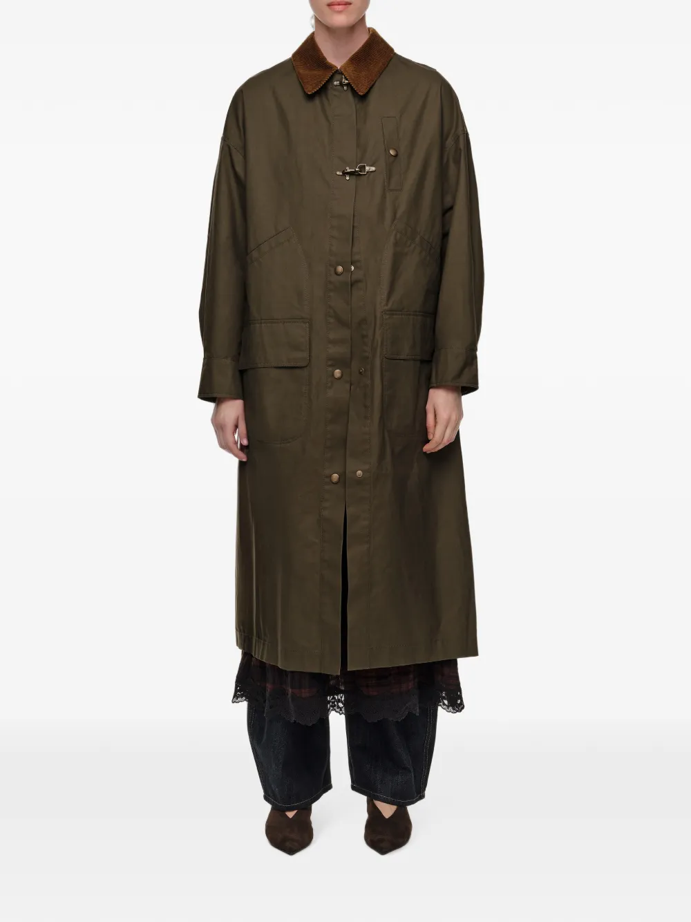 BIMBA Y LOLA Gewaxte maxi-trenchcoat Groen