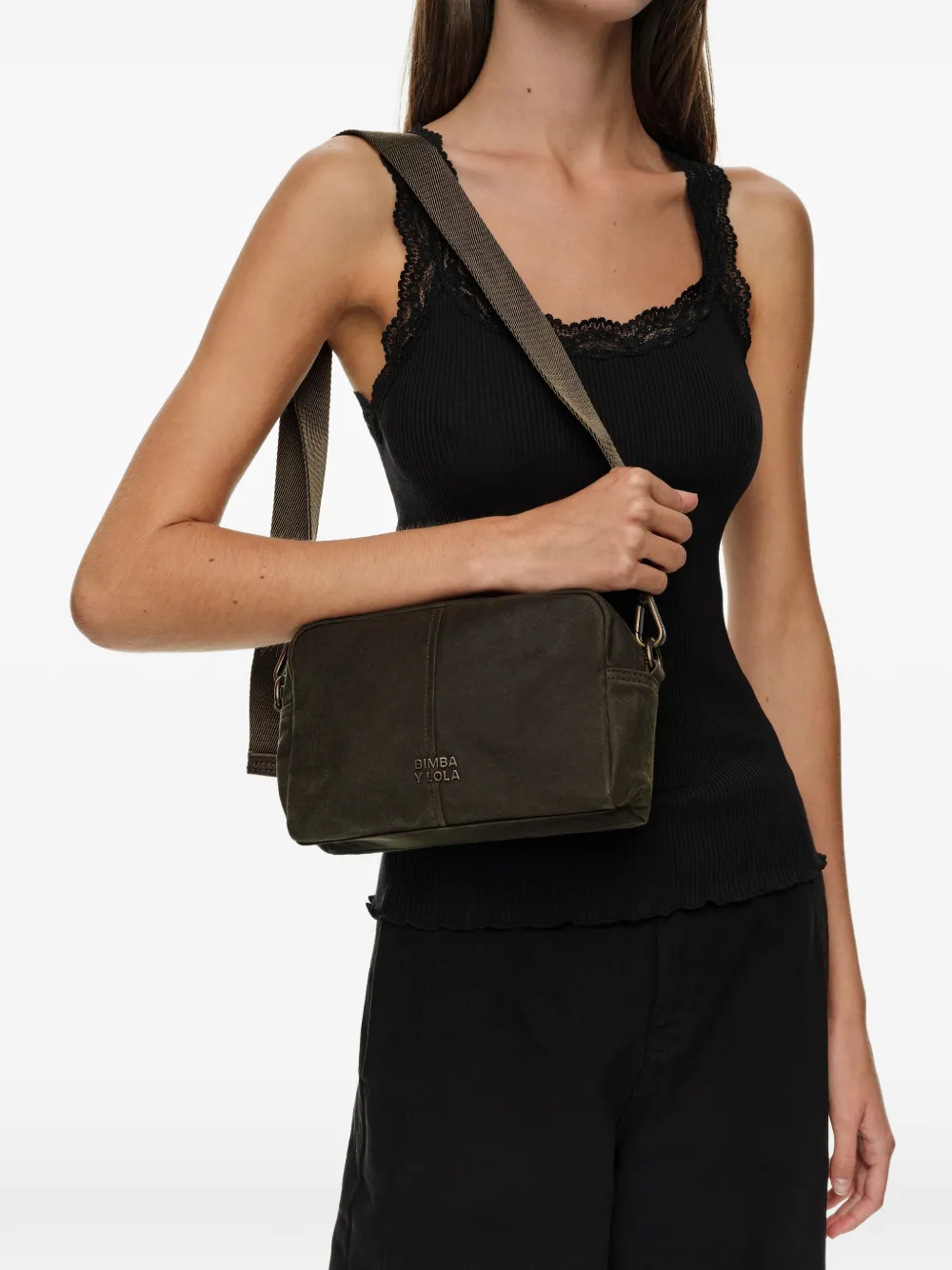 BIMBA Y LOLA Medium Superwax crossbodytas Bruin