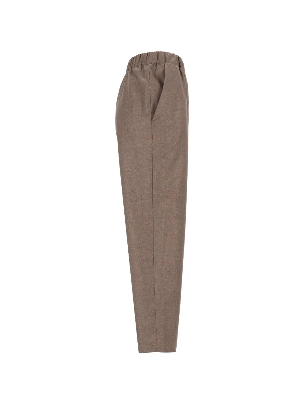 Dusan Broek met wortelvormige pijpen en elastische tailleband Beige