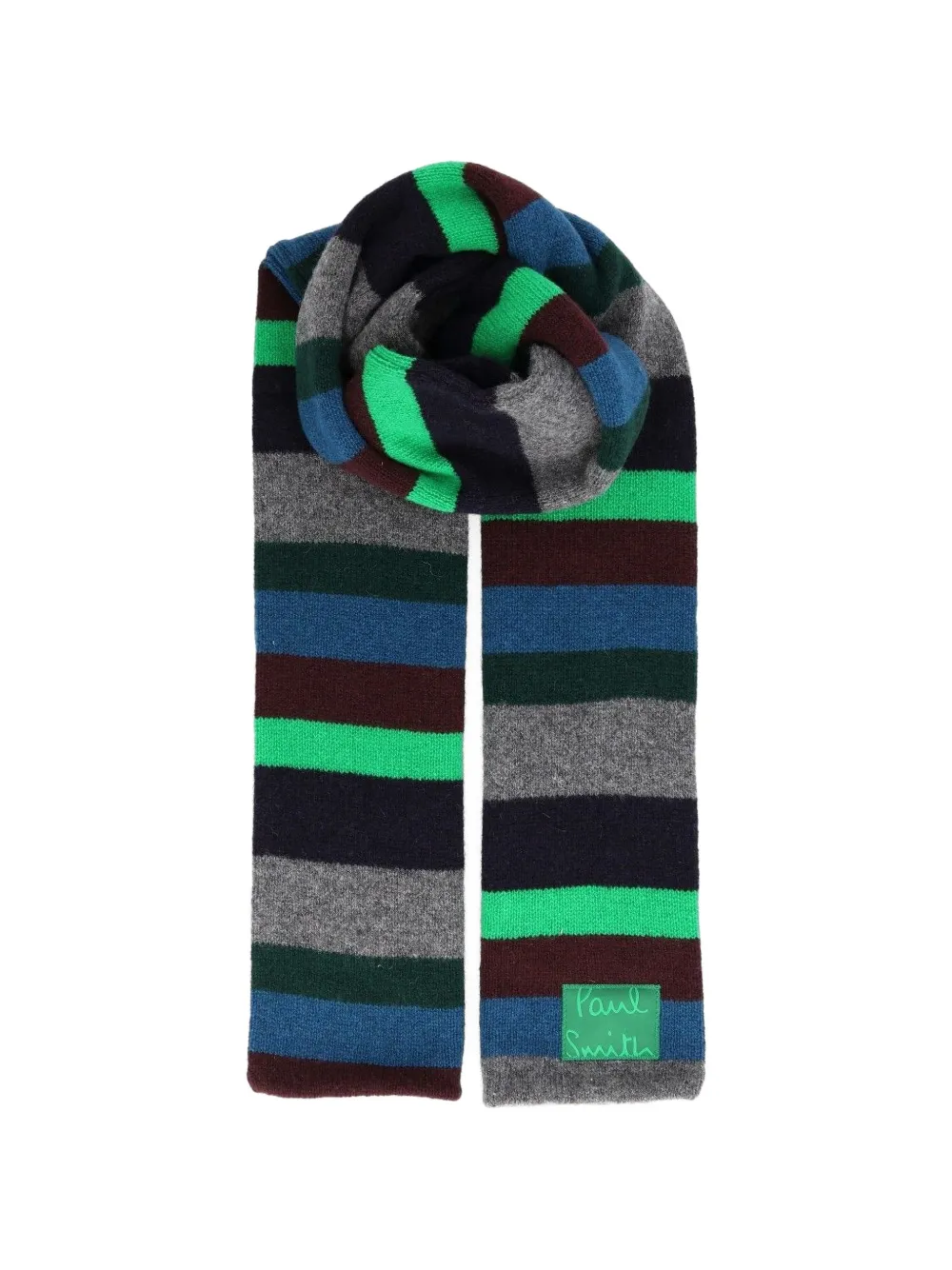 Paul Smith green stripe lambswool scarf