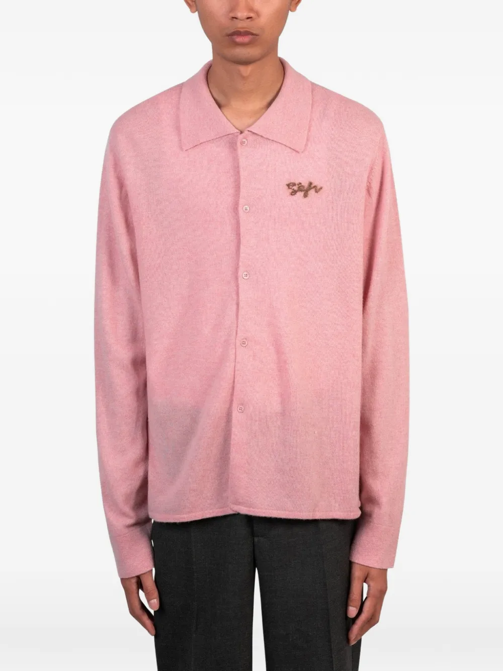 Séfr logo-embroidered cardigan - Rose Séfr logo-embroidered cardigan - Rose
