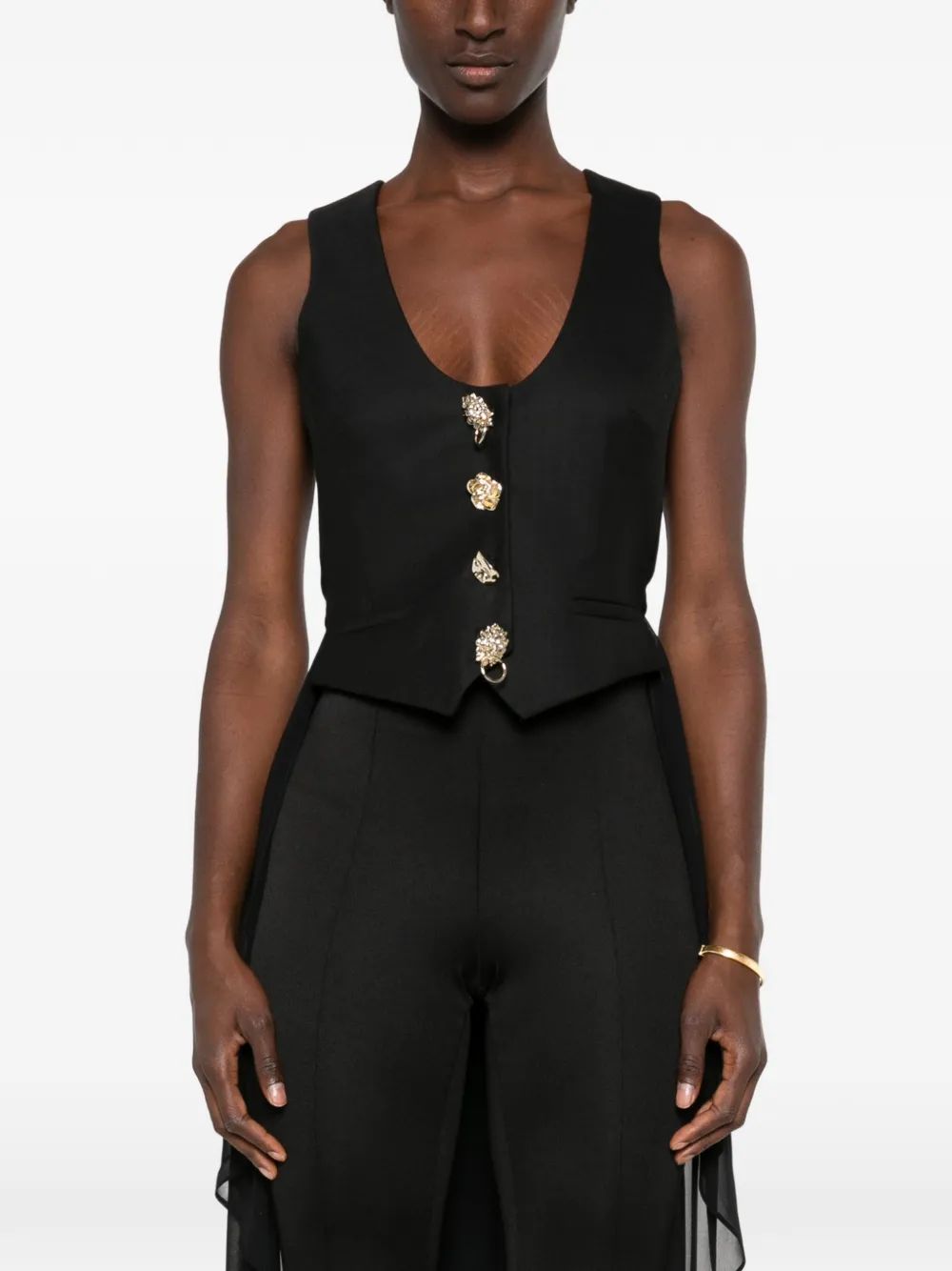 Blumarine Asymmetric Ruffled Jacket In Black