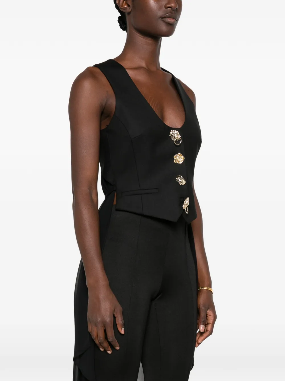 Blumarine asymmetric-hem waistcoat-style gilet Zwart