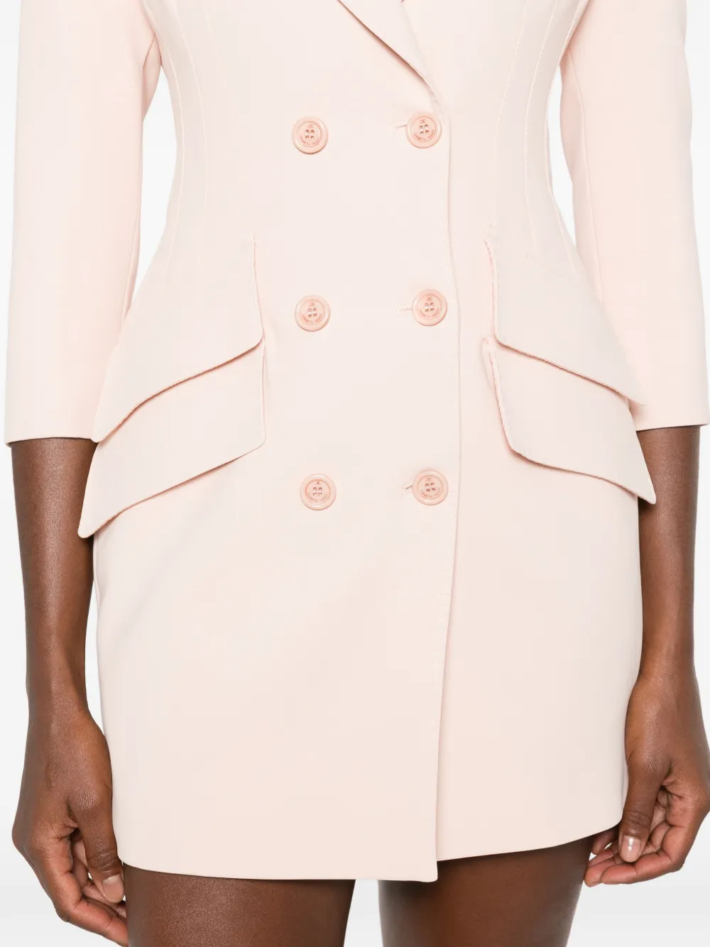 Elisabetta Franchi Mini-jurk met dubbele rij knopen en puntige revers Roze