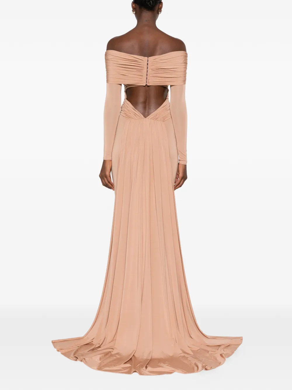 Elisabetta Franchi Off-shoulder jurk Beige