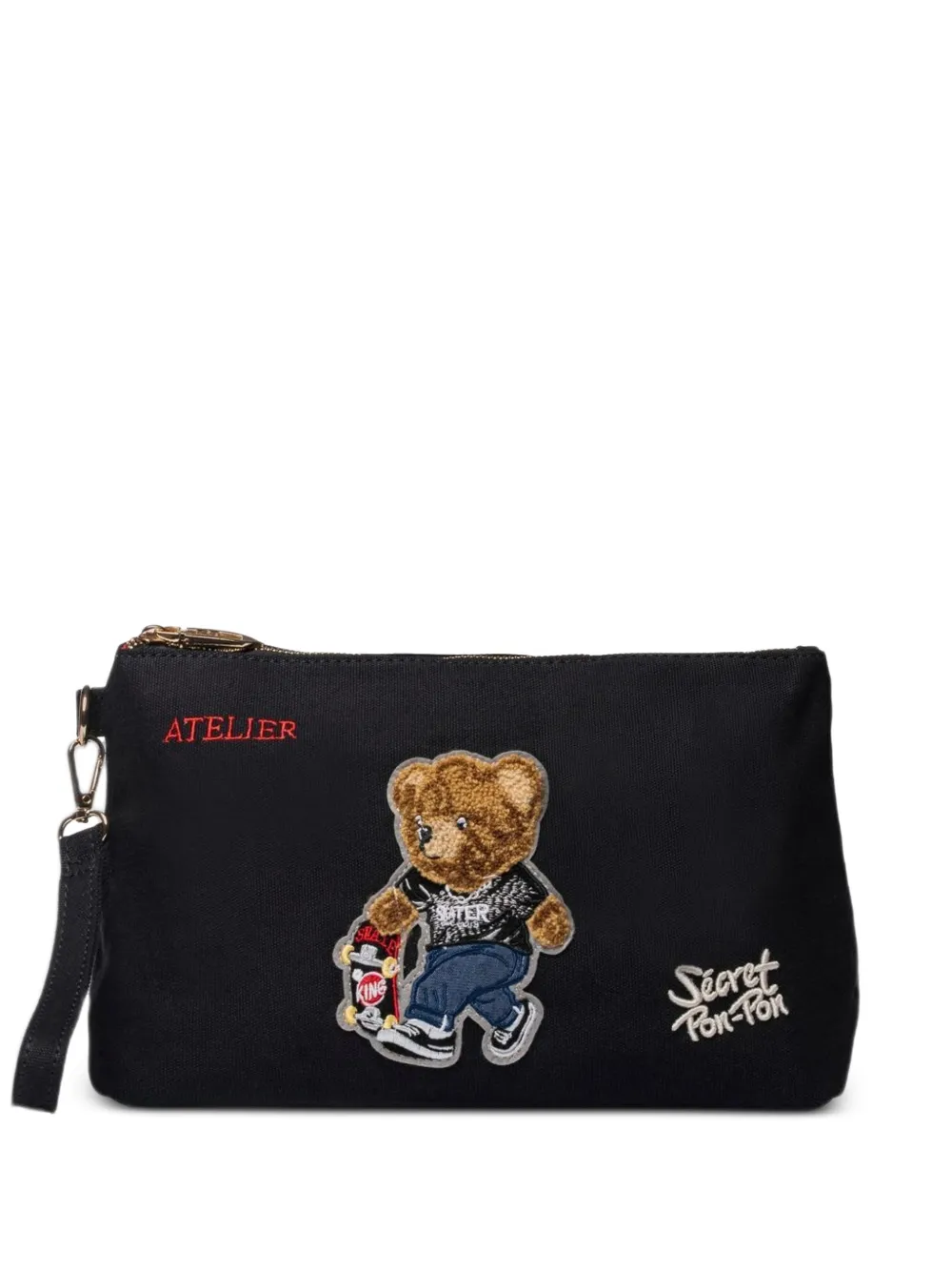 Secret Pon Pon Saint Tropez Teddy patch pouch - Nero