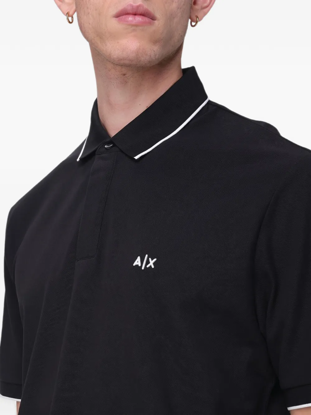 Armani Exchange cotton polo shirt Zwart