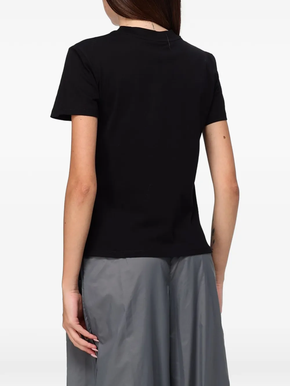 Emporio Armani T-shirt met pailletten logo Zwart