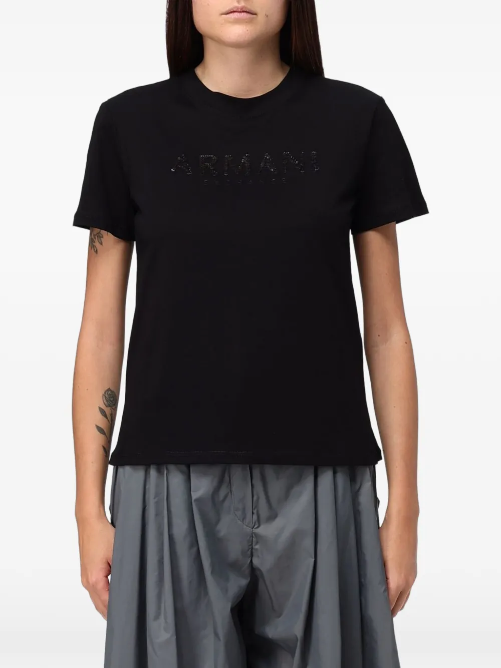 Emporio Armani sequin-logo T-shirt - Nero